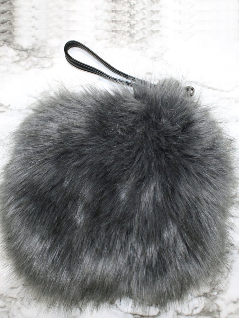 FAUX FUR Wristlet Purse Clutch Handbag Homecoming Prom Fuzzy Accessory Gray